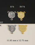925 Sterling Silver & 24K Gold Vermeil Saint Therese Rosary Center, Jewelry Supply R74-RV74
