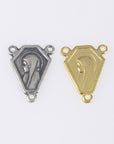 925 Sterling Silver & 24K Gold Vermeil Virgin Mary Simple Center w Fleur de Lys on Reverse Rosary Center, Jewelry Supply, R78-RV78