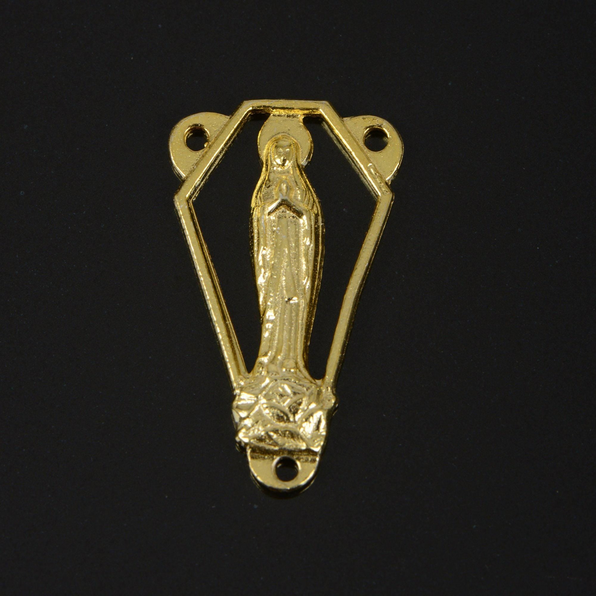 925 Sterling Silver & 24K Gold Vermeil Open Work Miraculous Virgin Center, Jewelry Supply, R85-RV85