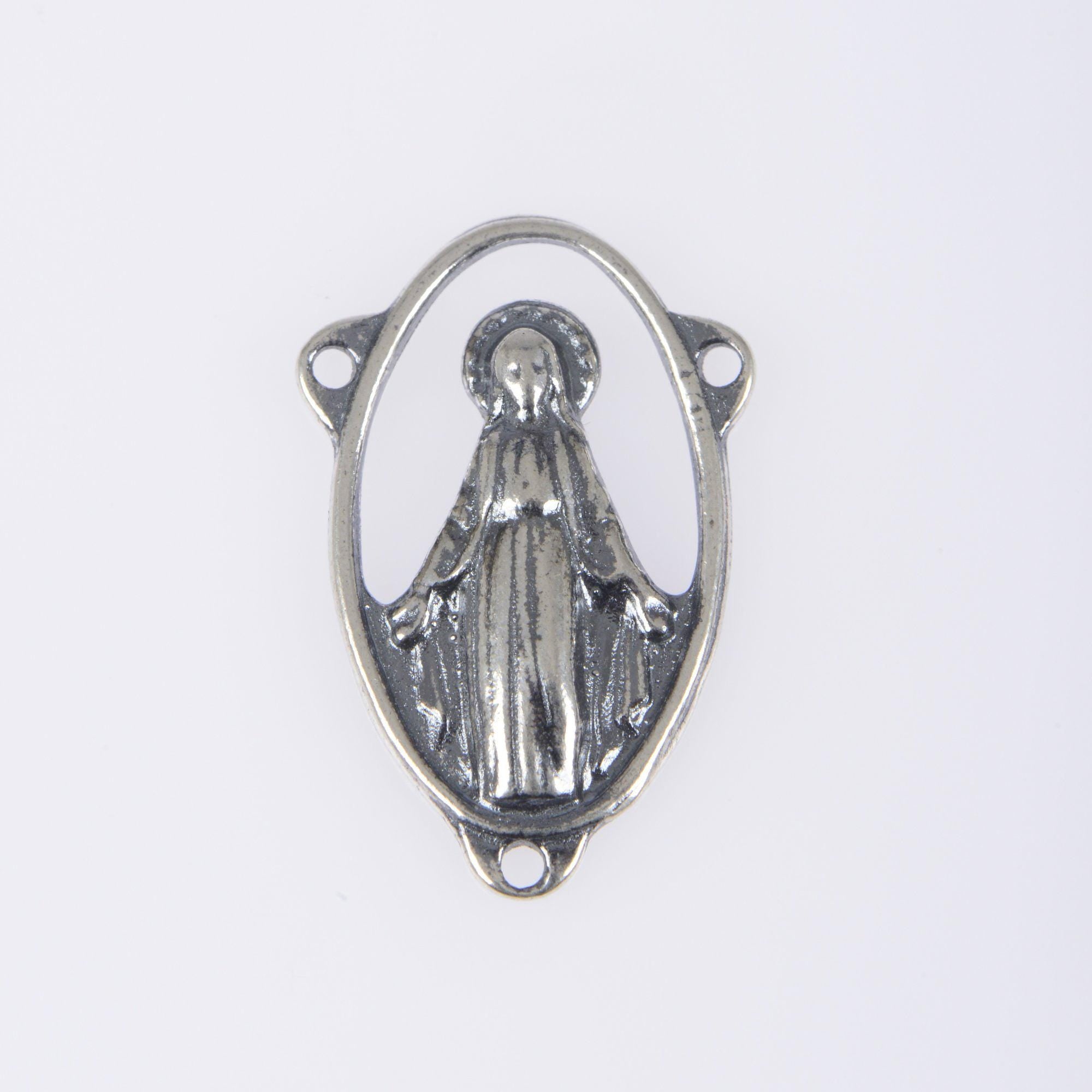 925 Sterling Silver & 24K Gold Vermeil Open Work Miraculous Medal Rosary center, Jewelry Supply, R86-RV86