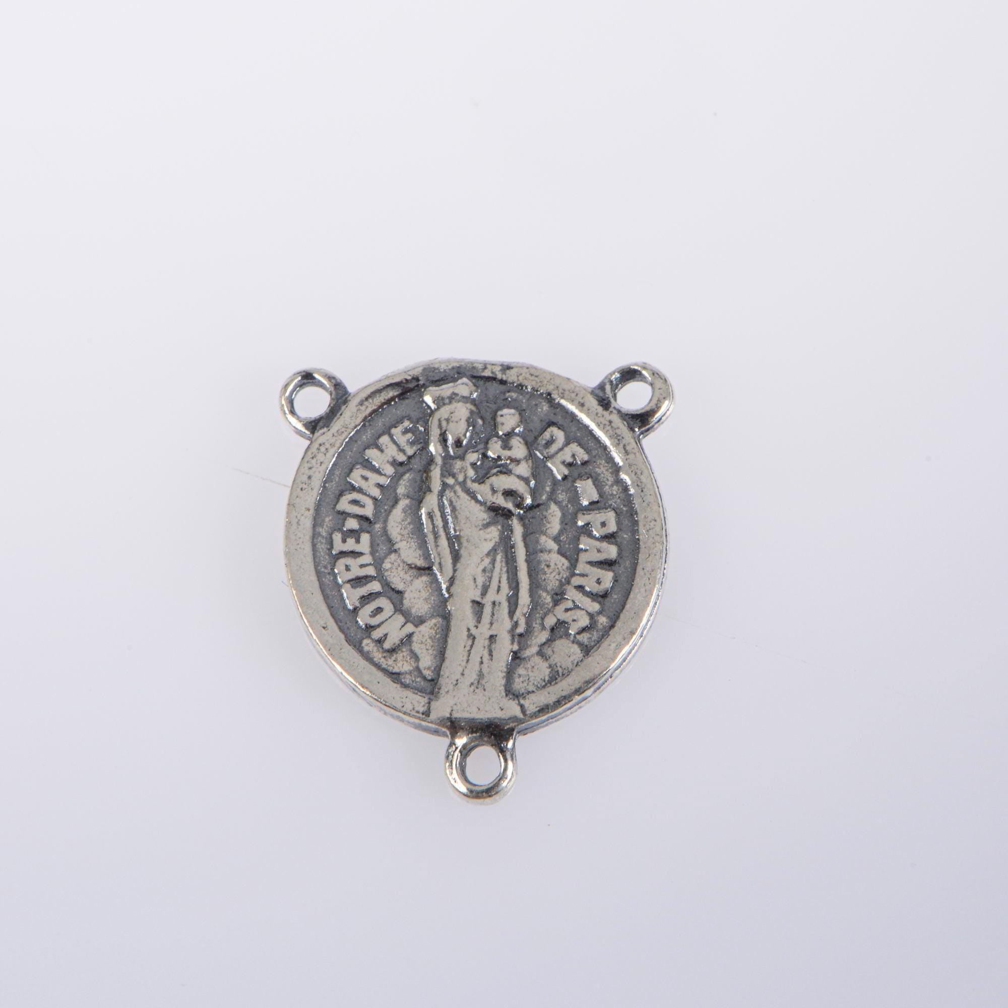 925 Sterling Silver & 24K Gold Vermeil Notre Dame of Paris Rosary Center, Jewelry Supply, R97-RV97