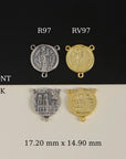 925 Sterling Silver & 24K Gold Vermeil Notre Dame of Paris Rosary Center, Jewelry Supply, R97-RV97
