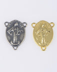 925 Sterling Silver & 24K Gold Vermeil Our Lady of Medugorje Rosary Center, Jewelry Supply, R98-RV98