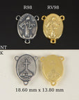 925 Sterling Silver & 24K Gold Vermeil Our Lady of Medugorje Rosary Center, Jewelry Supply, R98-RV98