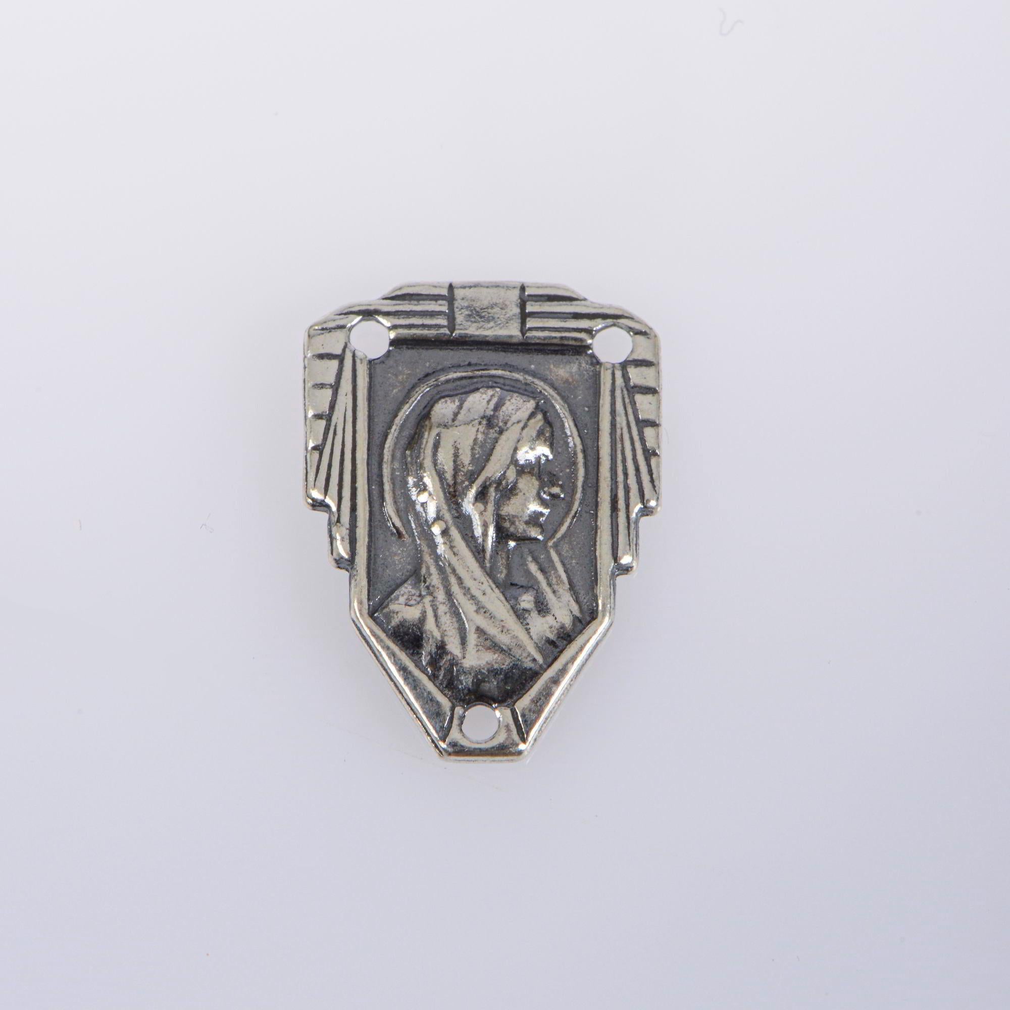 925 Sterling Silver & 24K Gold Vermeil Double face Rosary Center: Our Lady Mary and St Joseph with Baby Jesus, Jewelry Supply, R99-RV99