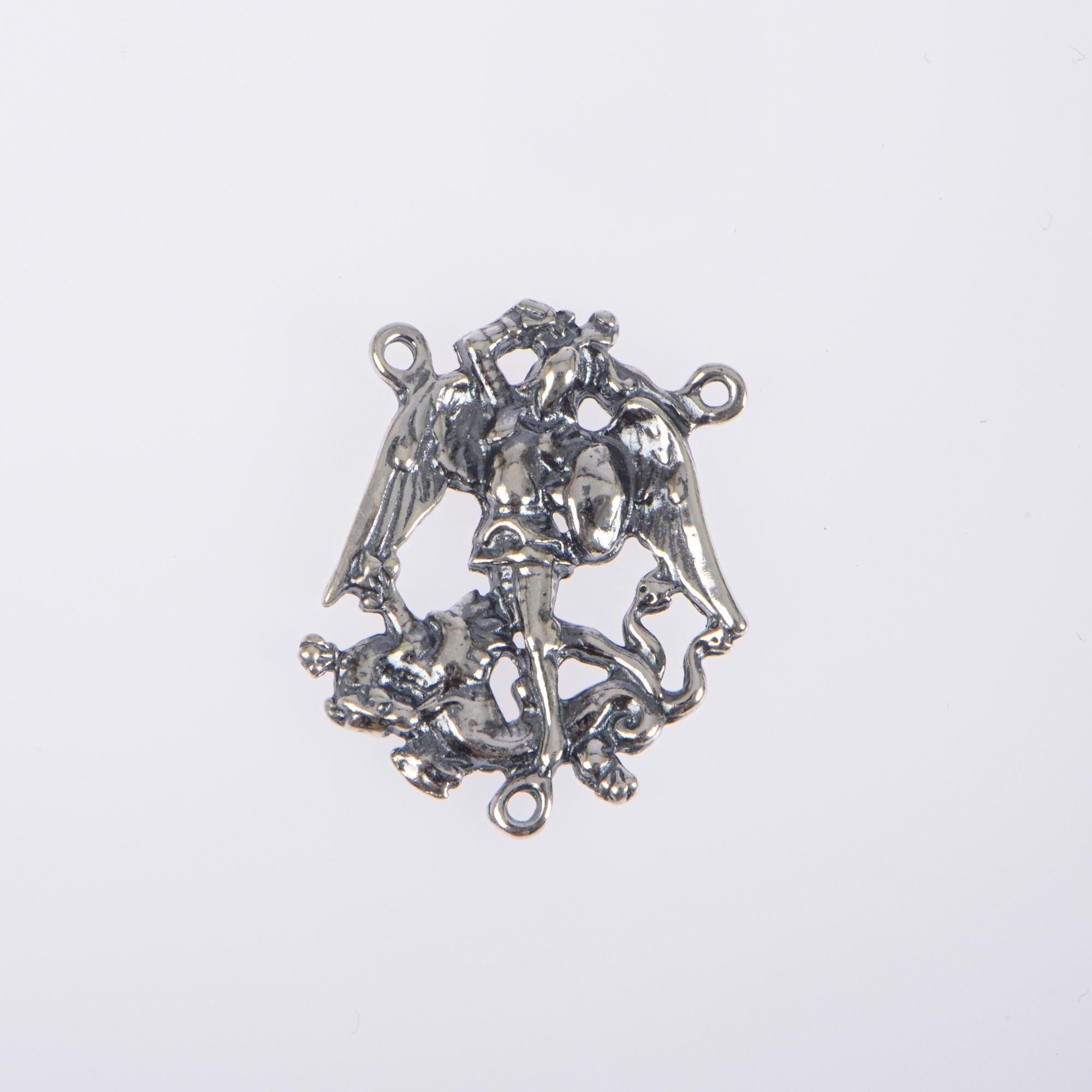 925 Sterling Silver & 24K Gold Vermeil Rosary Center, St Michael open Work Rosary Center, Jewelry Supply, R104-RV104