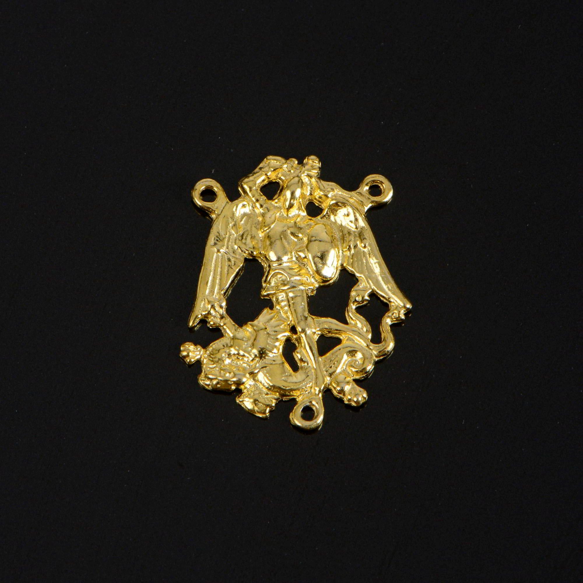 925 Sterling Silver & 24K Gold Vermeil Rosary Center, St Michael open Work Rosary Center, Jewelry Supply, R104-RV104