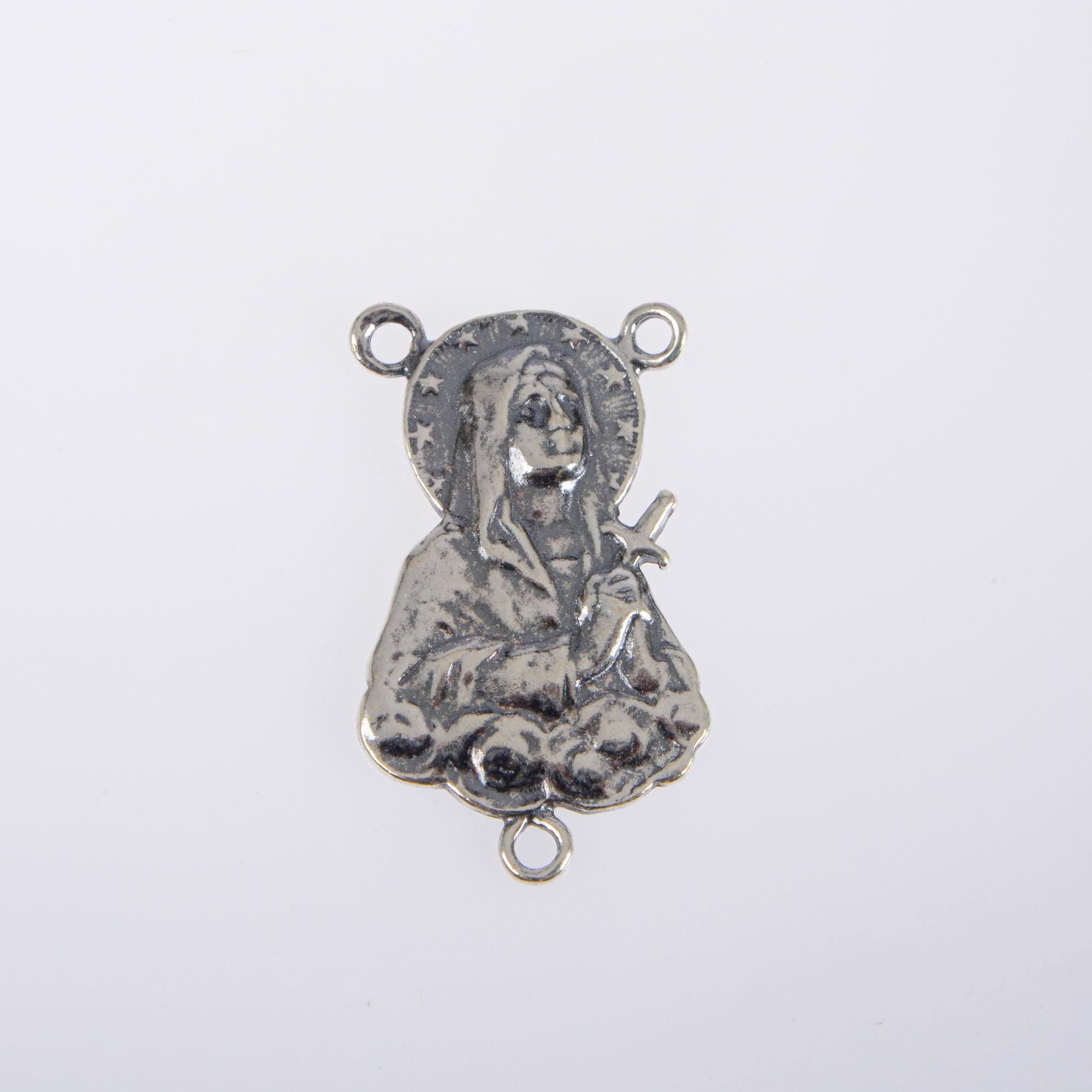 925 Sterling Silver & 24K Gold Vermeil Rosary Center, Mater Dolorosa 3D Bust Rosary Center, Jewelry Supply, R110-RV110