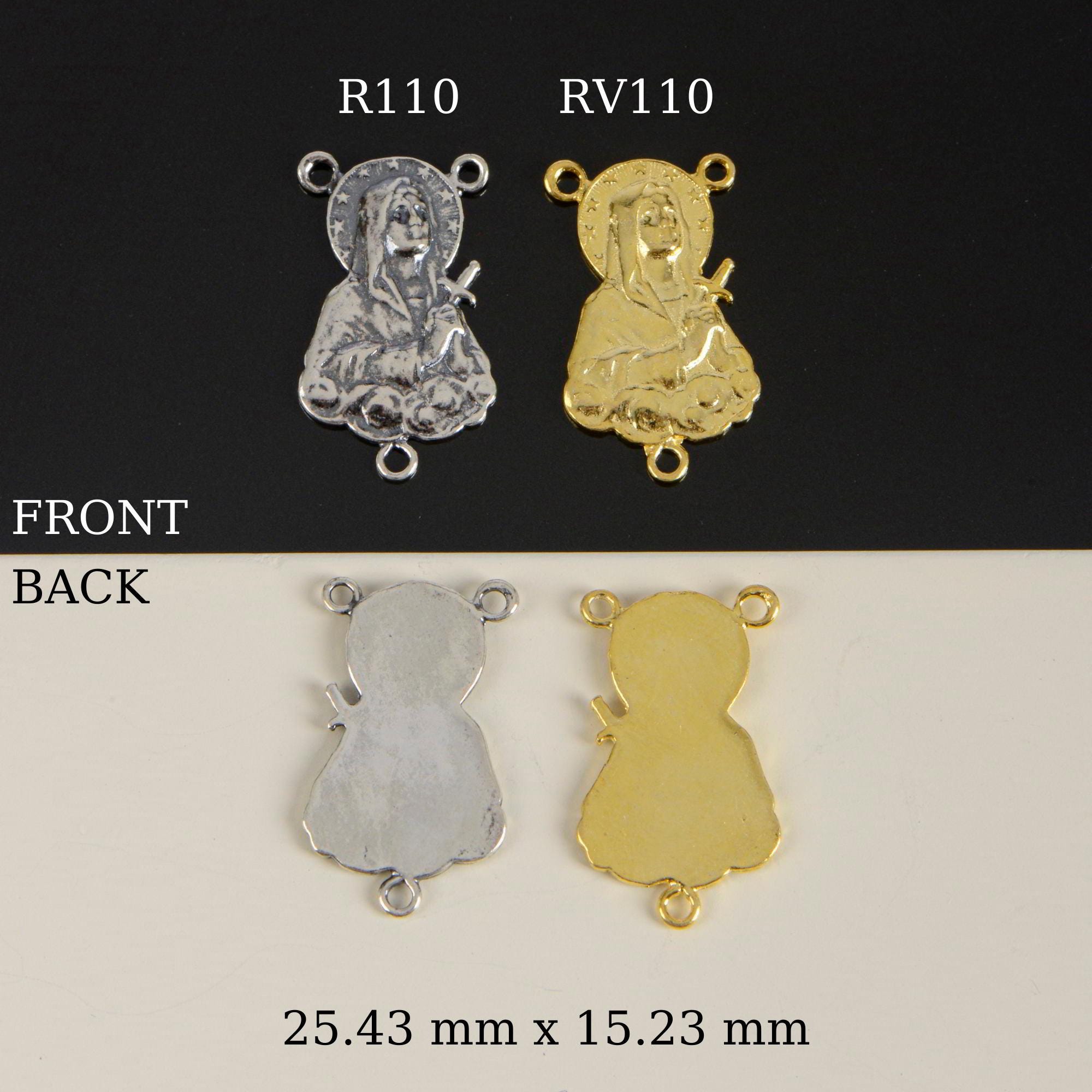 925 Sterling Silver & 24K Gold Vermeil Rosary Center, Mater Dolorosa 3D Bust Rosary Center, Jewelry Supply, R110-RV110