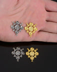 925 Sterling Silver & 24K Gold Vermeil Rosary Center, Flower Rosary Center, Round, Souvenir of Lourdes, Jewelry Supply, R106-RV106