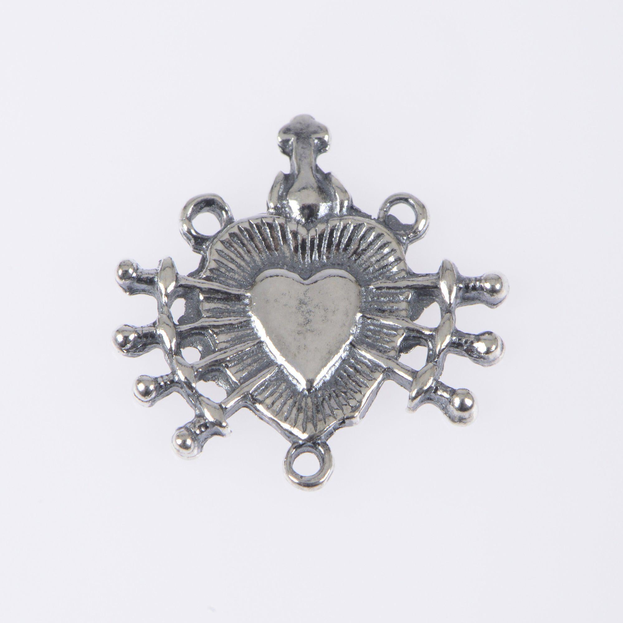 925 Sterling Silver & 24K Gold Vermeil Rosary Center, Mater Dolorosa Heart with Arrows Rosary Center, Jewelry Supply, R107-RV107