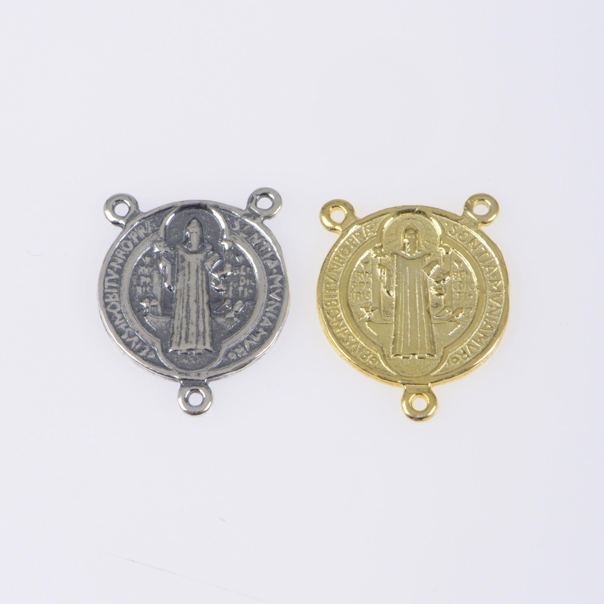 925 Sterling Silver & 24K Gold Vermeil Rosary Center, Saint Augustine Rosary Center, Jewelry Supply, R108-RV108