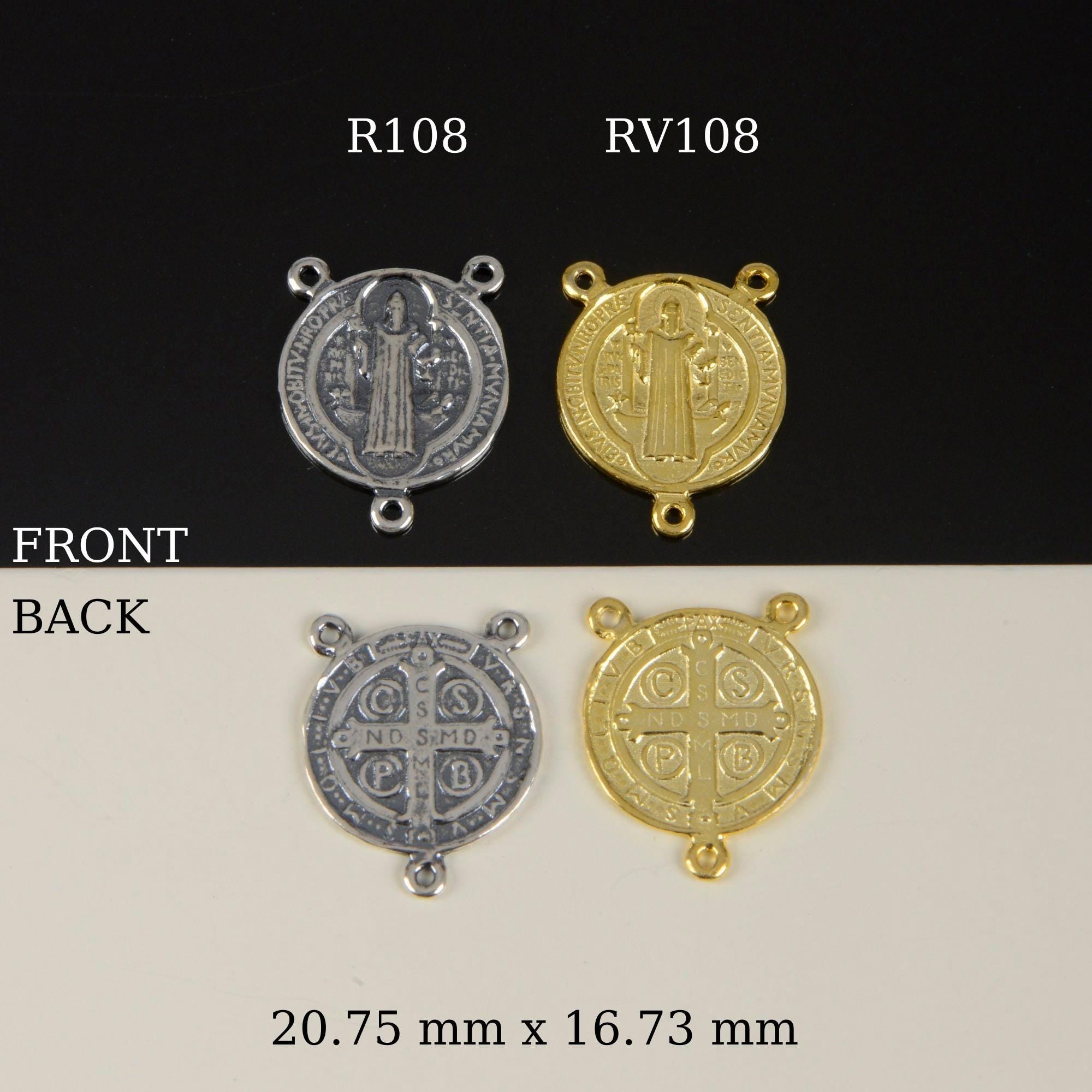 925 Sterling Silver & 24K Gold Vermeil Rosary Center, Saint Augustine Rosary Center, Jewelry Supply, R108-RV108