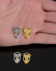 925 Sterling Silver & 24K Gold Vermeil Lourdes Apparition Open Oval Rossary Center, Jewelry Supply, R87-RV87
