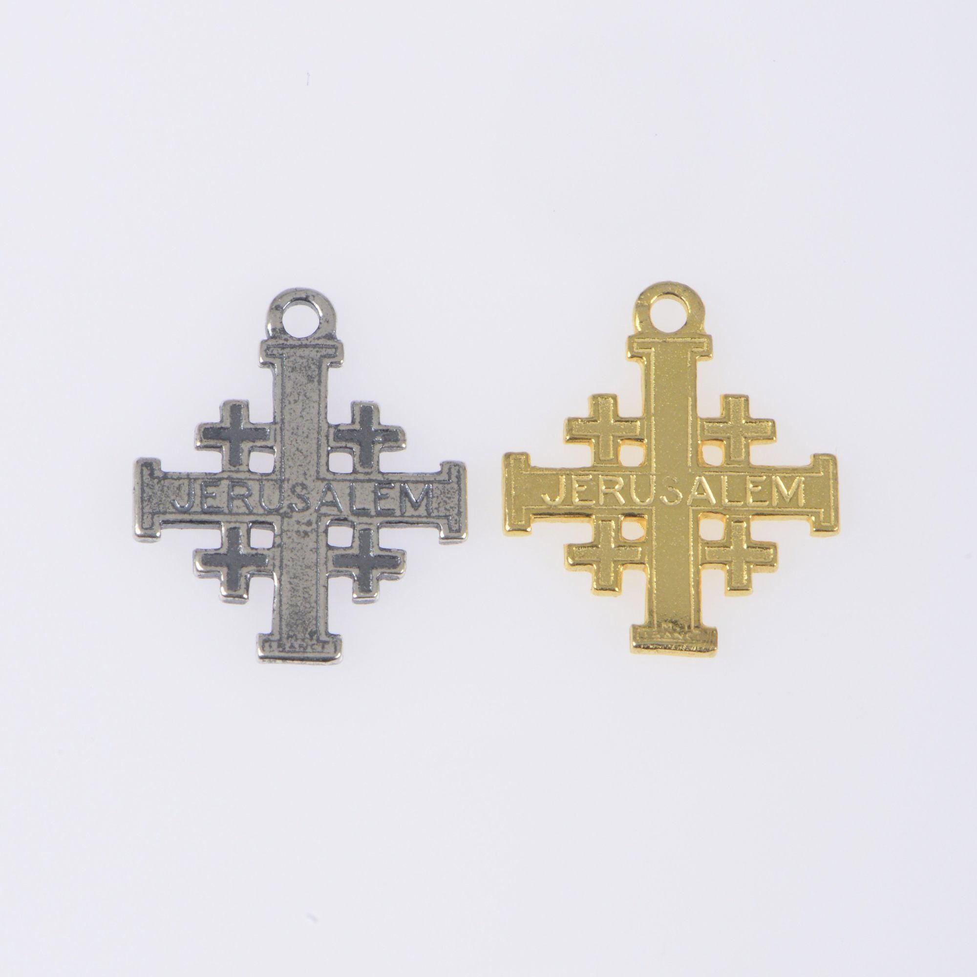 925 Sterling Silver & 24K Gold Vermeil Small Jerusalem Pendant Cross, R67P-RV67P