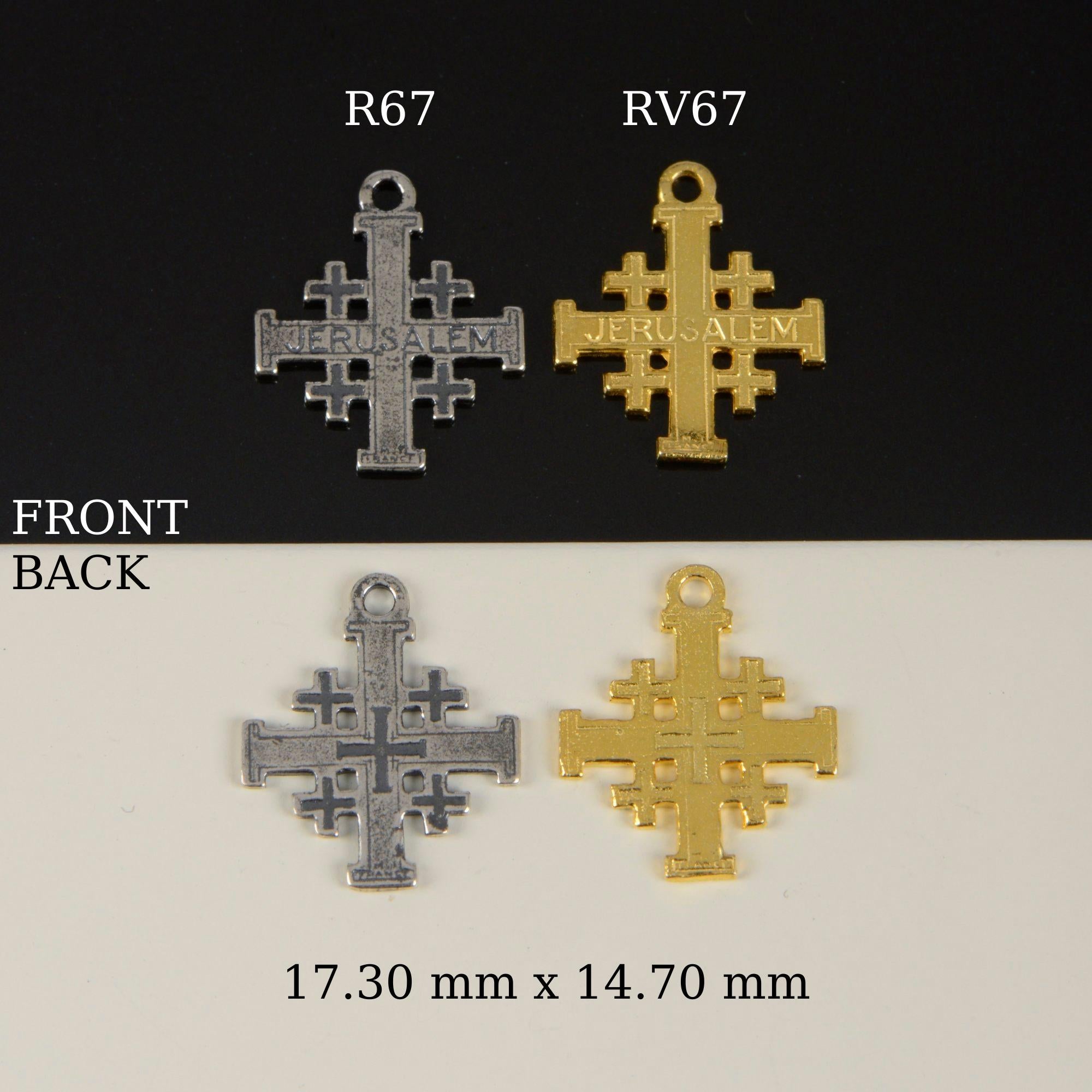 925 Sterling Silver & 24K Gold Vermeil Small Jerusalem Pendant Cross, R67P-RV67P