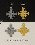 925 Sterling Silver & 24K Gold Vermeil Small Jerusalem Pendant Cross, R67P-RV67P