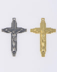 925 Sterling Silver & 24K Gold Vermeil Art Deco Straight Crucifix, Jewelry Supply, R65-RV65