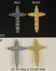 925 Sterling Silver & 24K Gold Vermeil Art Deco Straight Crucifix, Jewelry Supply, R65-RV65