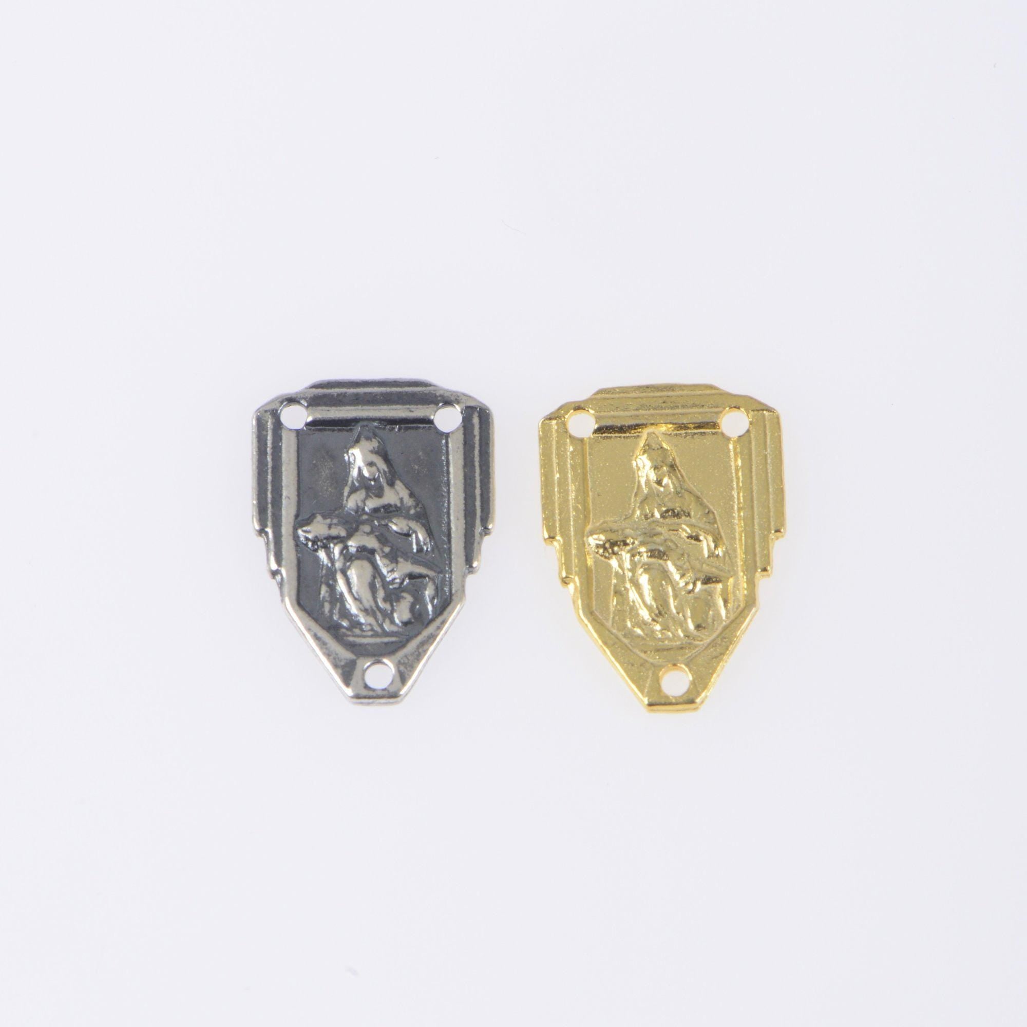 925 Sterling Silver & 24K Gold Vermeil Sacred heart of Jesus Rosary Center, Jewelry Supply, R82-RV82