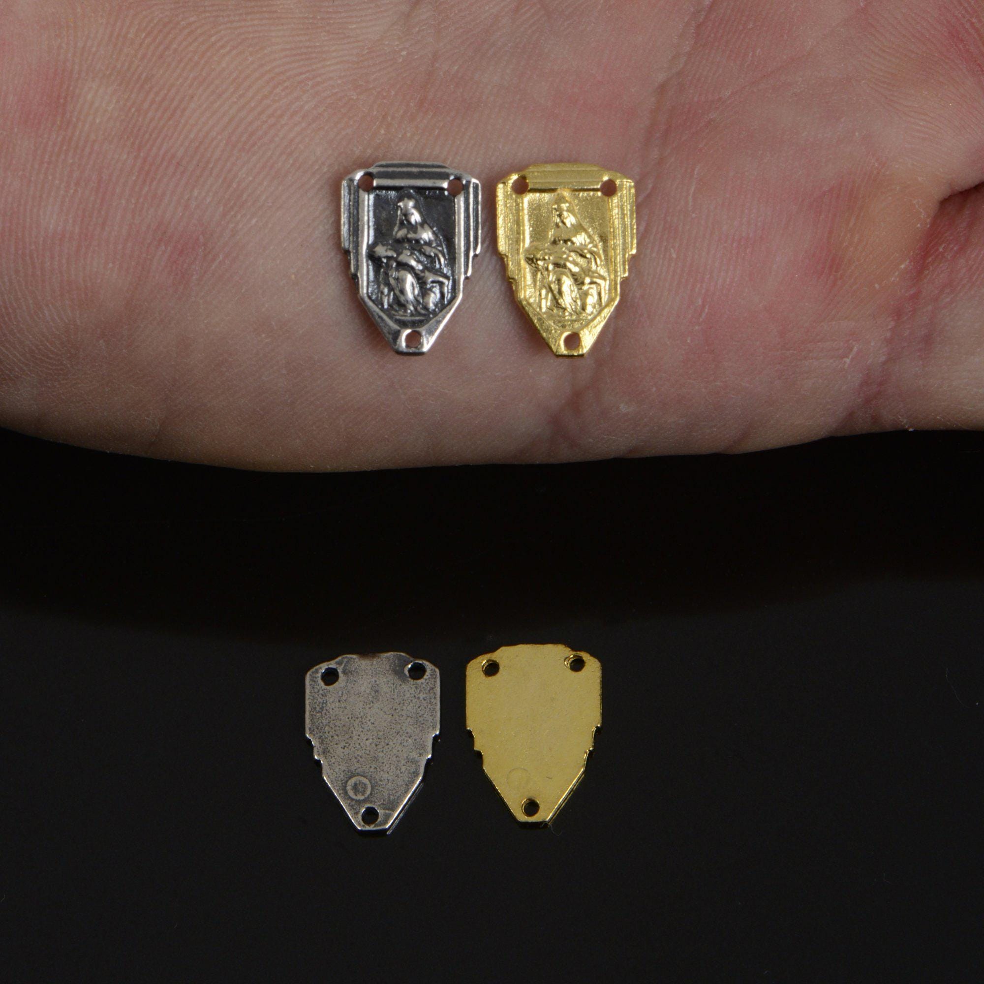 925 Sterling Silver & 24K Gold Vermeil Sacred heart of Jesus Rosary Center, Jewelry Supply, R82-RV82