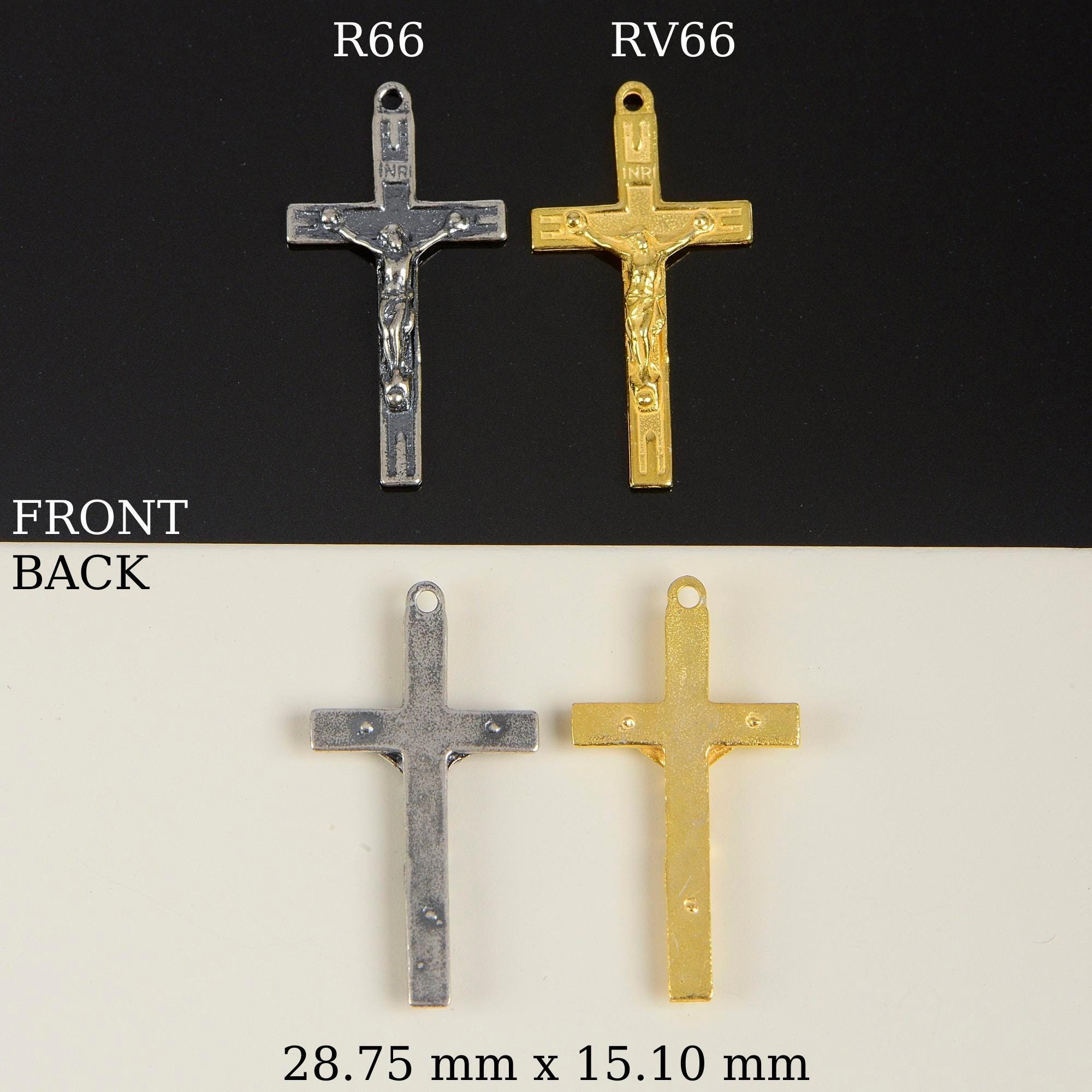 925 Sterling Silver & 24K Gold Vermeil Pendant Streamlined Crucifix, R66P-RV66P