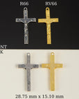 925 Sterling Silver & 24K Gold Vermeil Pendant Streamlined Crucifix, R66P-RV66P