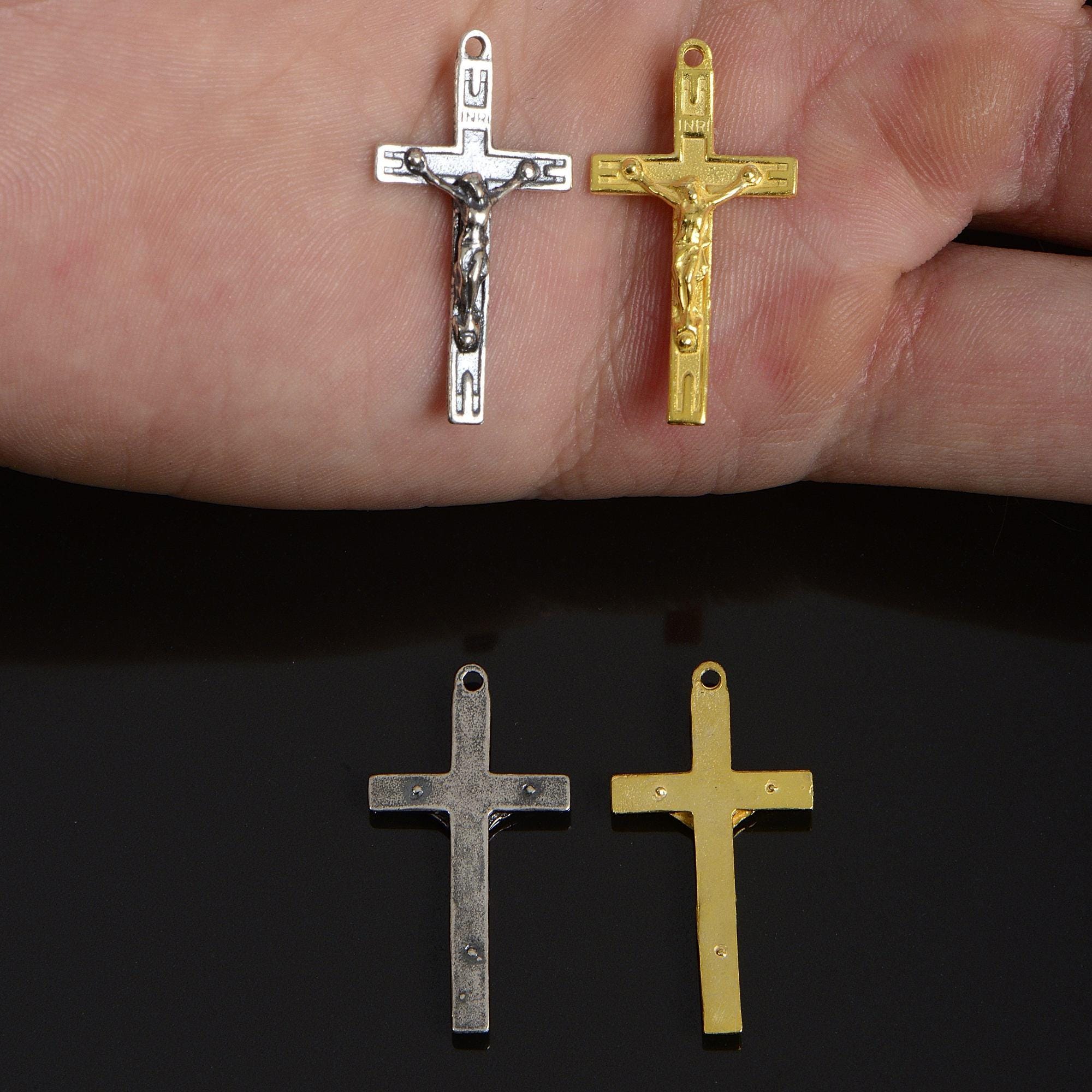 925 Sterling Silver & 24K Gold Vermeil Pendant Streamlined Crucifix, R66P-RV66P