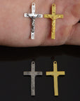 925 Sterling Silver & 24K Gold Vermeil Pendant Streamlined Crucifix, R66P-RV66P