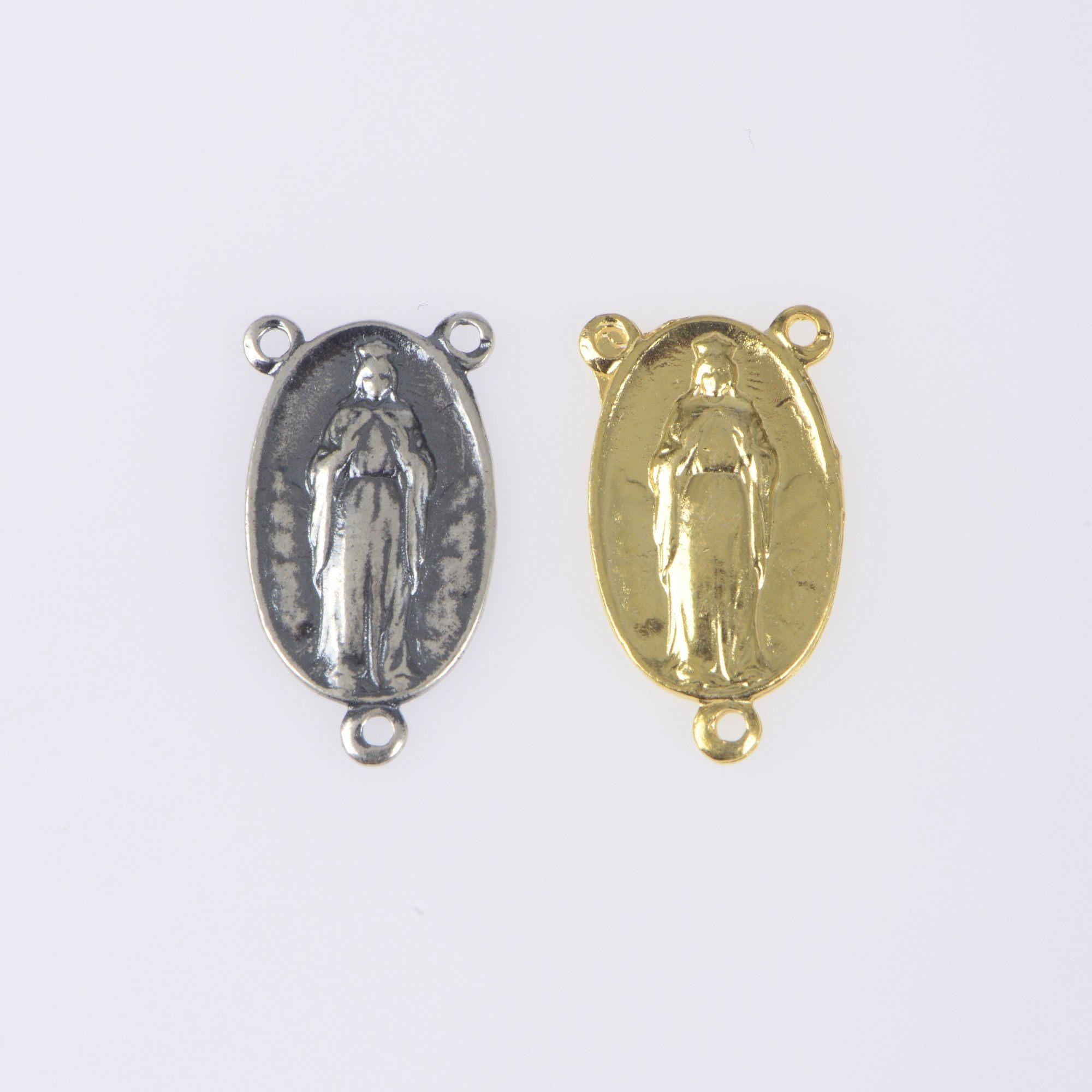 925 Sterling Silver & 24K Gold Vermeil Our Lady of Knock Rosary Center, Jewelry Supply, R79-RV79