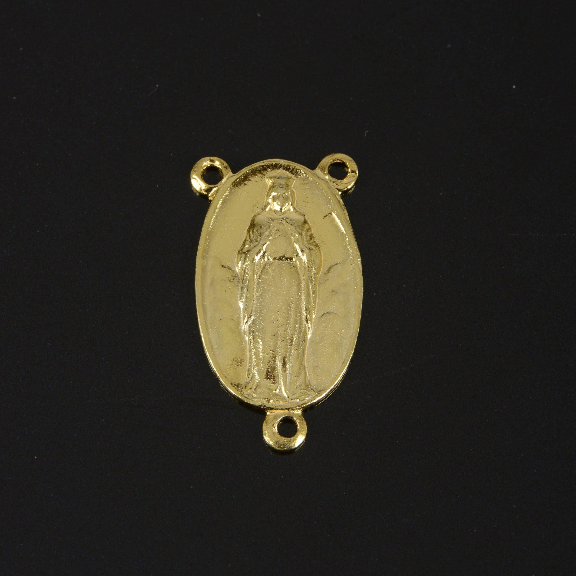 925 Sterling Silver & 24K Gold Vermeil Our Lady of Knock Rosary Center, Jewelry Supply, R79-RV79