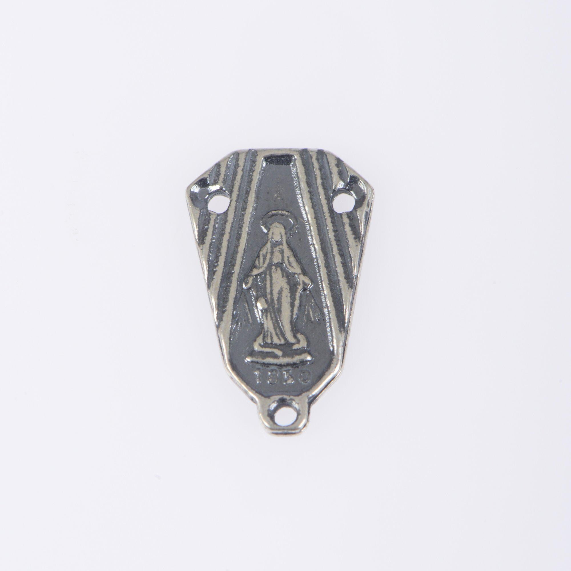 925 Sterling Silver & 24K Gold Vermeil Miraculous Medal Rosary Center, Jewelry Supply, R73-RV73