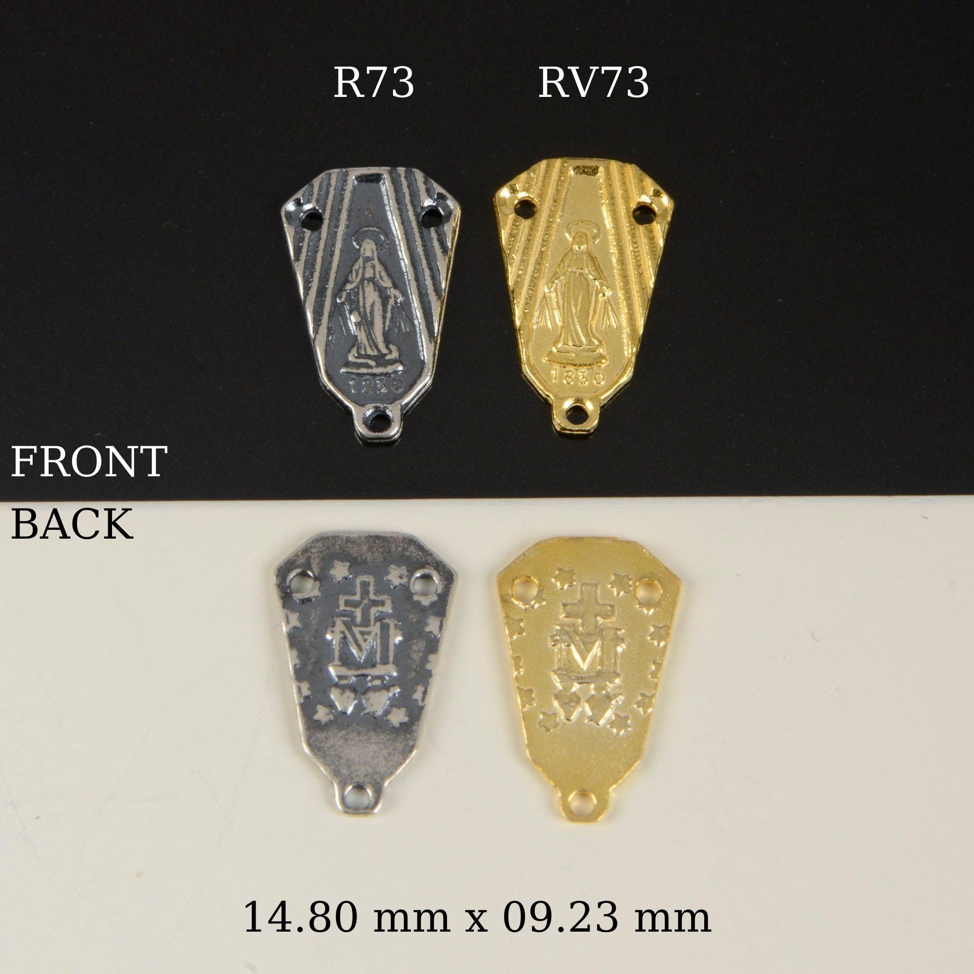 925 Sterling Silver & 24K Gold Vermeil Miraculous Medal Rosary Center, Jewelry Supply, R73-RV73