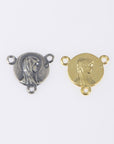 925 Sterling Silver & 24K Gold Vermeil Jerusalem and Virgin Mary Rosary Center, Jewelry Supply, R90-RV90