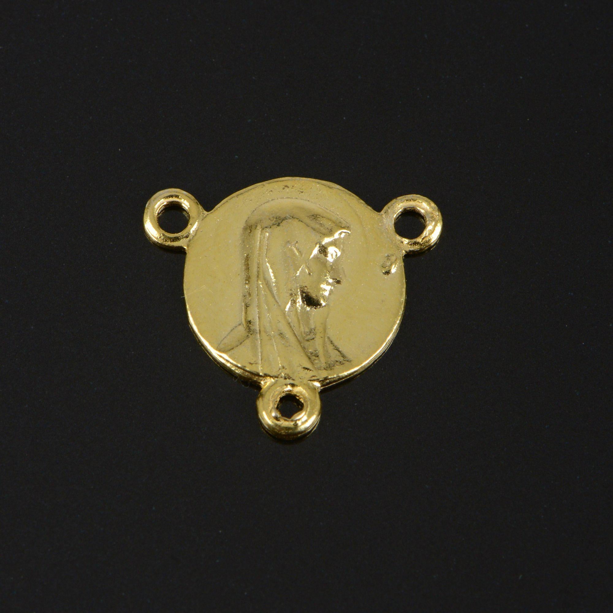 925 Sterling Silver & 24K Gold Vermeil Jerusalem and Virgin Mary Rosary Center, Jewelry Supply, R90-RV90