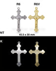 925 Sterling Silver & 24K Gold Vermeil Rosary Crucifix, Cross, Art Nouveau Style, Jewelry Making Supply, R6b-RV6b