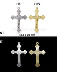 925 Sterling Silver & 24K Gold Vermeil Pendant Cross, Art Nouveau Style, Jewelry Making Supply, R6P-RV6P