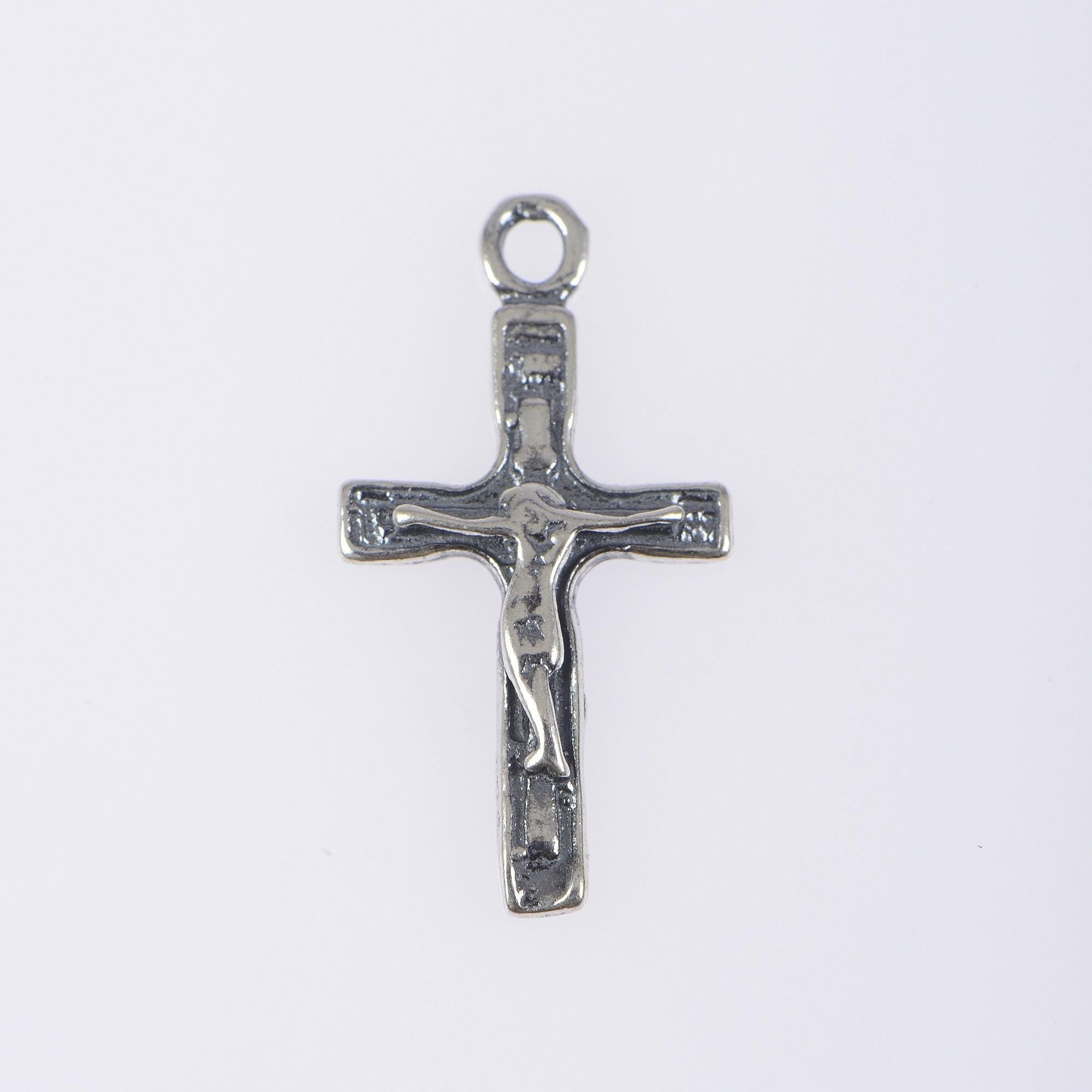 925 Sterling Silver & 24K Gold Vermeil Cross Pendant, Small Orthodox Crucifix, Jewelry Supply, R39-RV39
