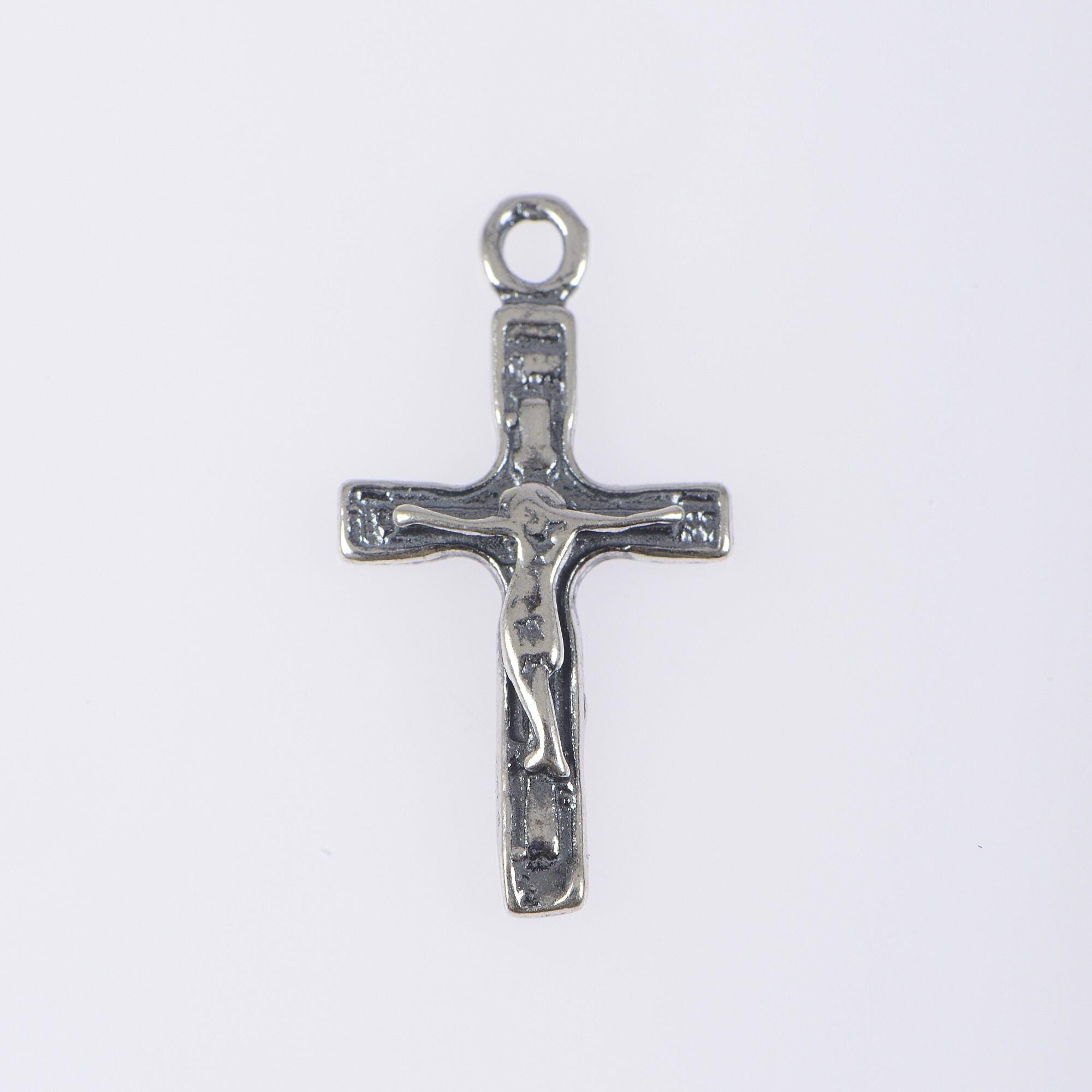 925 Sterling Silver & 24K Gold Vermeil Cross Pendant, Pendant Small Orthodox Crucifix, Jewelry Supply, R39P-RV39P
