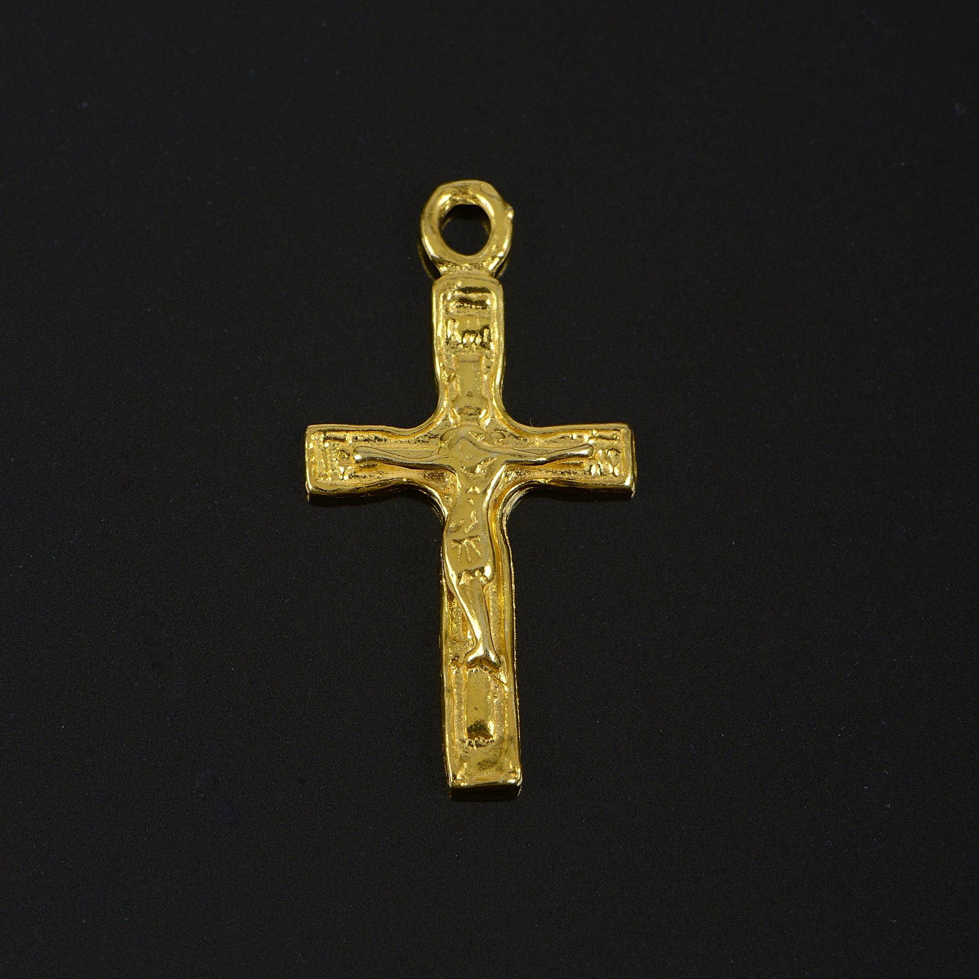 925 Sterling Silver & 24K Gold Vermeil Cross Pendant, Small Orthodox Crucifix, Jewelry Supply, R39-RV39
