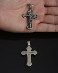 925 Sterling Silver Large Heavy Orthodox Pectoral Crucifix, Rosary Cross, Pendant, Jewelry Supply, R41