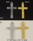 925 Sterling Silver & 24K Gold Vermeil Cross Pendant, Elaborate Crucifix with Art Nouveau Style, Jewelry Supply, R45-RV45