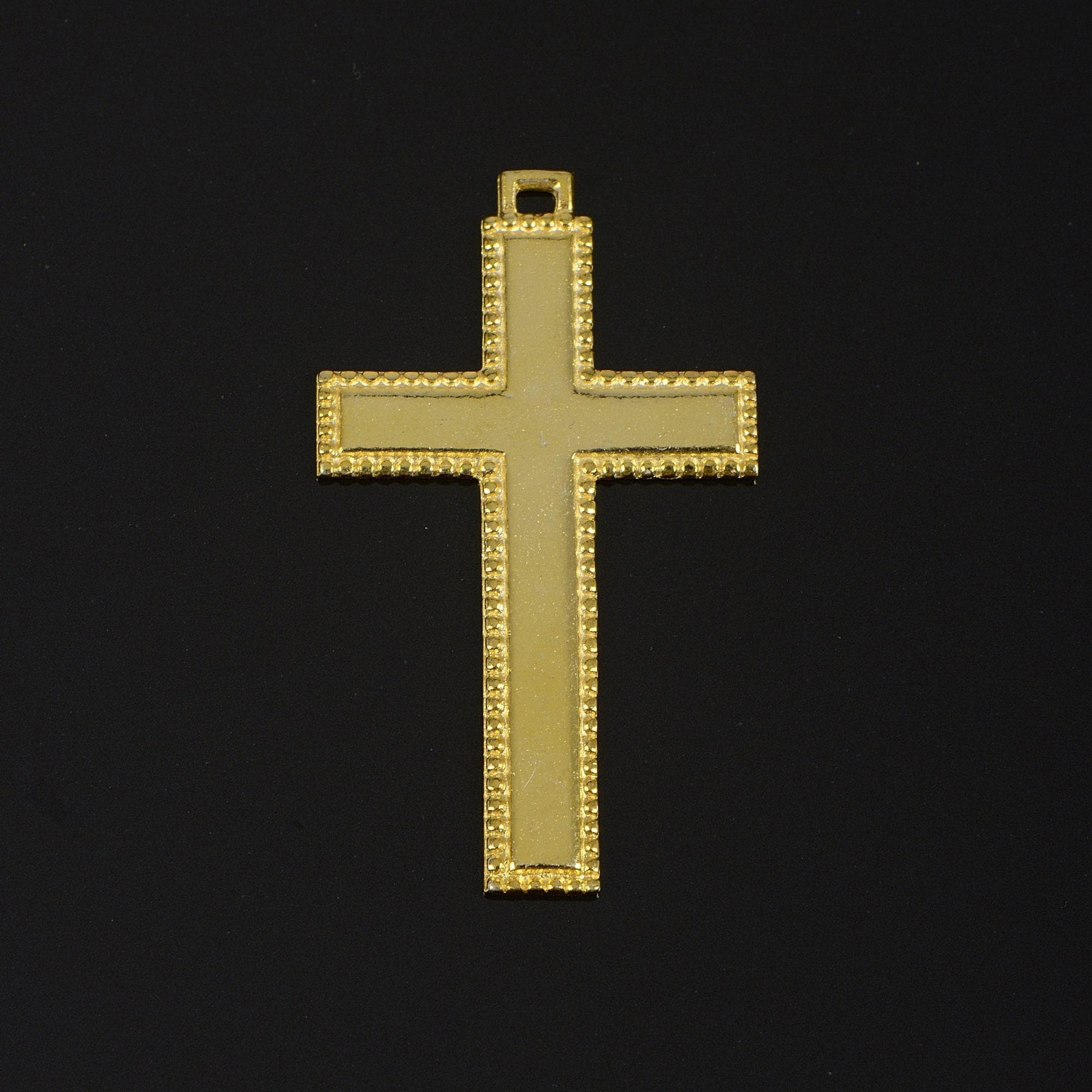 925 Sterling Silver & 24K Gold Vermeil Cross Pendant, Straight Cross with dotted frame, Jewelry Supply, R47P-RV47P