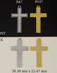 925 Sterling Silver & 24K Gold Vermeil Cross Pendant, Straight Cross with dotted frame, Jewelry Supply, R47-RV47