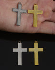 925 Sterling Silver & 24K Gold Vermeil Cross Pendant, Straight Cross with dotted frame, Jewelry Supply, R47-RV47