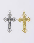 925 Sterling Silver & 24K Gold Vermeil Cross Pendant, Open work Pendant, Jewelry Supply, R49P-RV49P