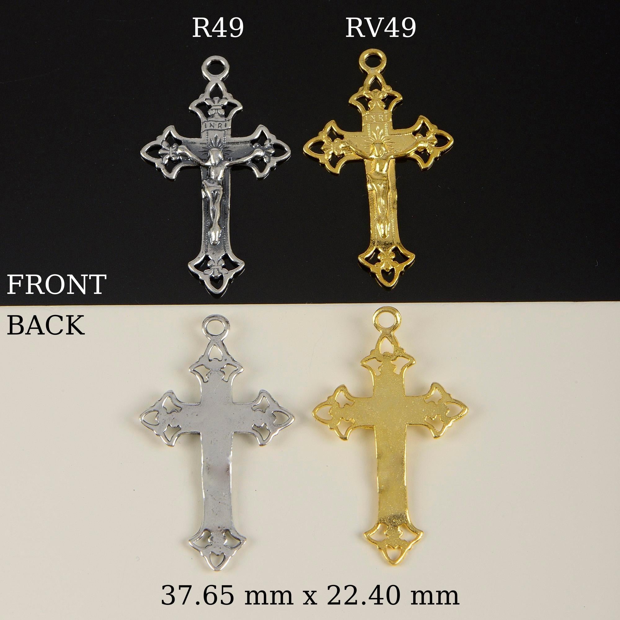925 Sterling Silver & 24K Gold Vermeil Cross Pendant, Open work Crucifix, Jewelry Supply, R49-RV49