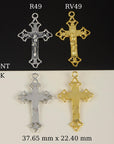 925 Sterling Silver & 24K Gold Vermeil Cross Pendant, Open work Pendant, Jewelry Supply, R49P-RV49P