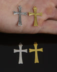 925 Sterling Silver & 24K Gold Vermeil Straight lines Art Deco Cross, Jewelry Supply, R59-RV59
