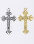 925 Sterling Silver & 24K Gold Vermeil Open Work Elaborate Crucifix with Illlumination, Jewelry Supply, R60-RV60